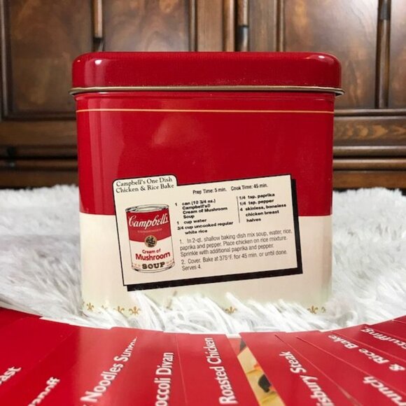 NWOT Vintage Campbell's Condensed Souper Recipe Tin + 24 Recipes + Divider Cards - Picture 4 of 14